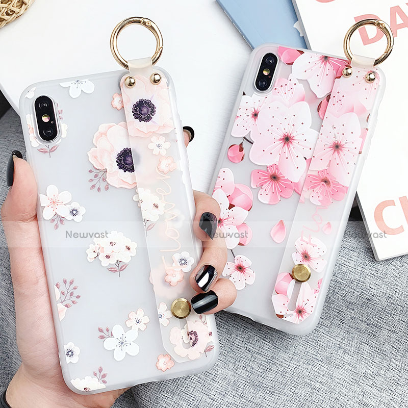 Silicone Candy Rubber Gel Flowers Soft Case Cover S03 for Apple iPhone Xs