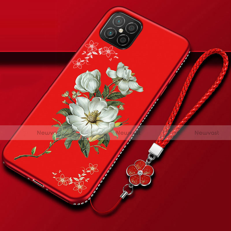 Silicone Candy Rubber Gel Flowers Soft Case Cover S03 for Huawei Nova 8 SE 5G Red