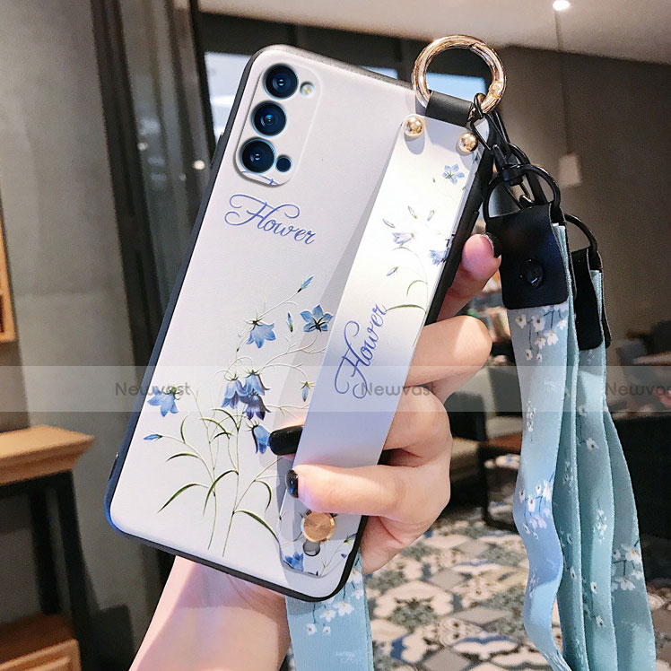 Silicone Candy Rubber Gel Flowers Soft Case Cover S03 for Oppo Reno4 5G