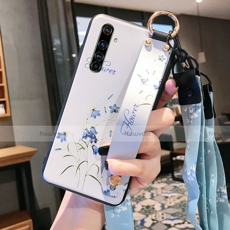 Silicone Candy Rubber Gel Flowers Soft Case Cover S03 for Realme X50 Pro 5G White