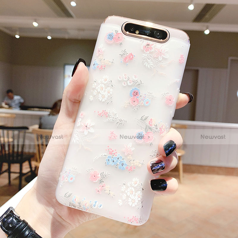 Silicone Candy Rubber Gel Flowers Soft Case Cover S03 for Samsung Galaxy A80