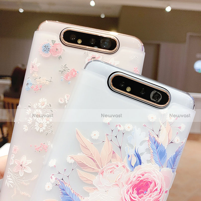 Silicone Candy Rubber Gel Flowers Soft Case Cover S03 for Samsung Galaxy A80