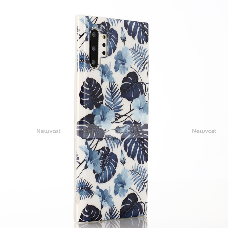 Silicone Candy Rubber Gel Flowers Soft Case Cover S03 for Samsung Galaxy Note 10 Plus 5G Blue
