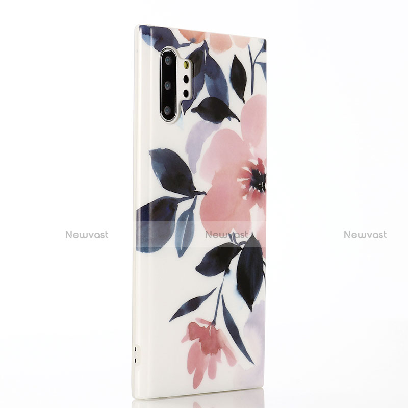 Silicone Candy Rubber Gel Flowers Soft Case Cover S03 for Samsung Galaxy Note 10 Plus 5G Pink
