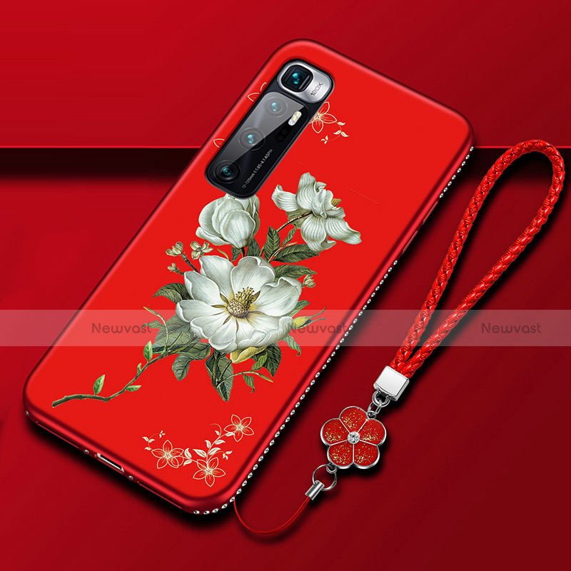 Silicone Candy Rubber Gel Flowers Soft Case Cover S03 for Xiaomi Mi 10 Ultra Red