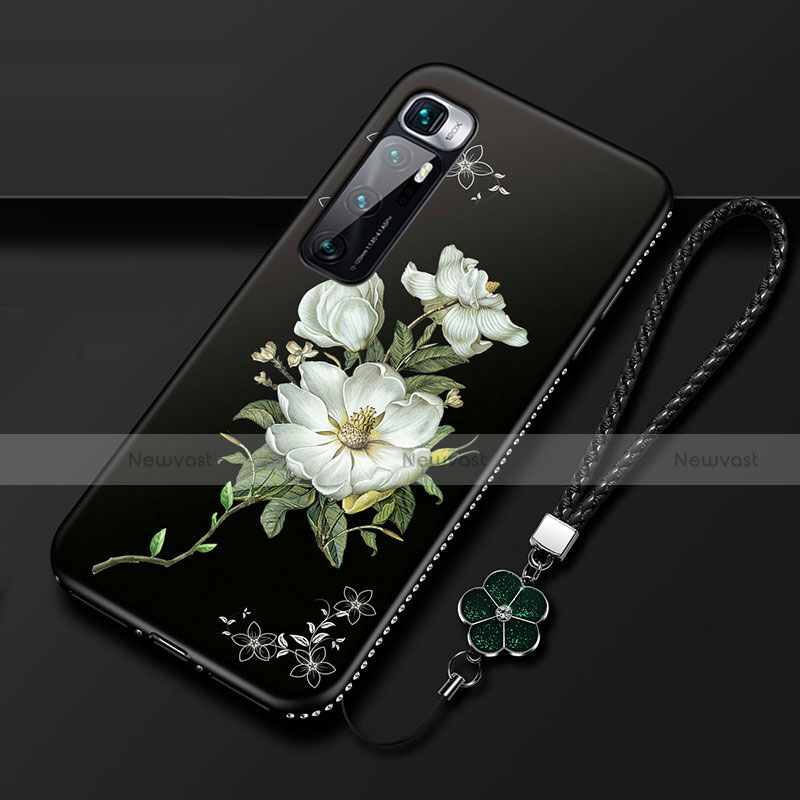 Silicone Candy Rubber Gel Flowers Soft Case Cover S03 for Xiaomi Mi 10 Ultra White