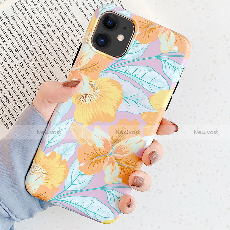 Silicone Candy Rubber Gel Flowers Soft Case Cover S04 for Apple iPhone 11 Gold