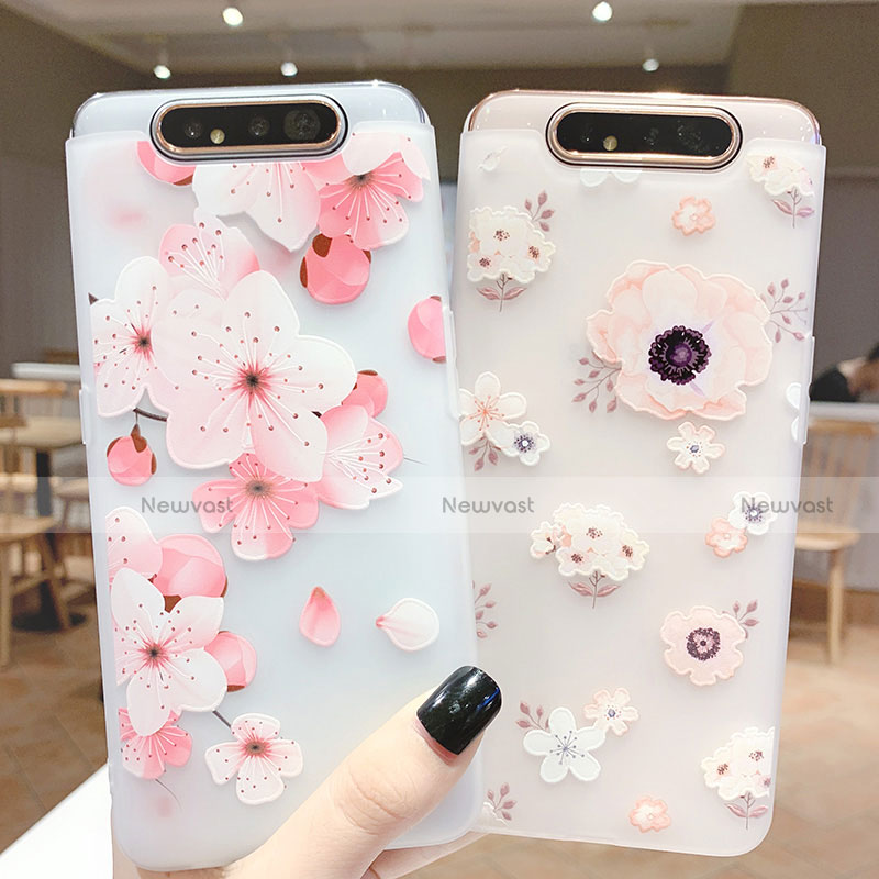 Silicone Candy Rubber Gel Flowers Soft Case Cover S04 for Samsung Galaxy A90 4G