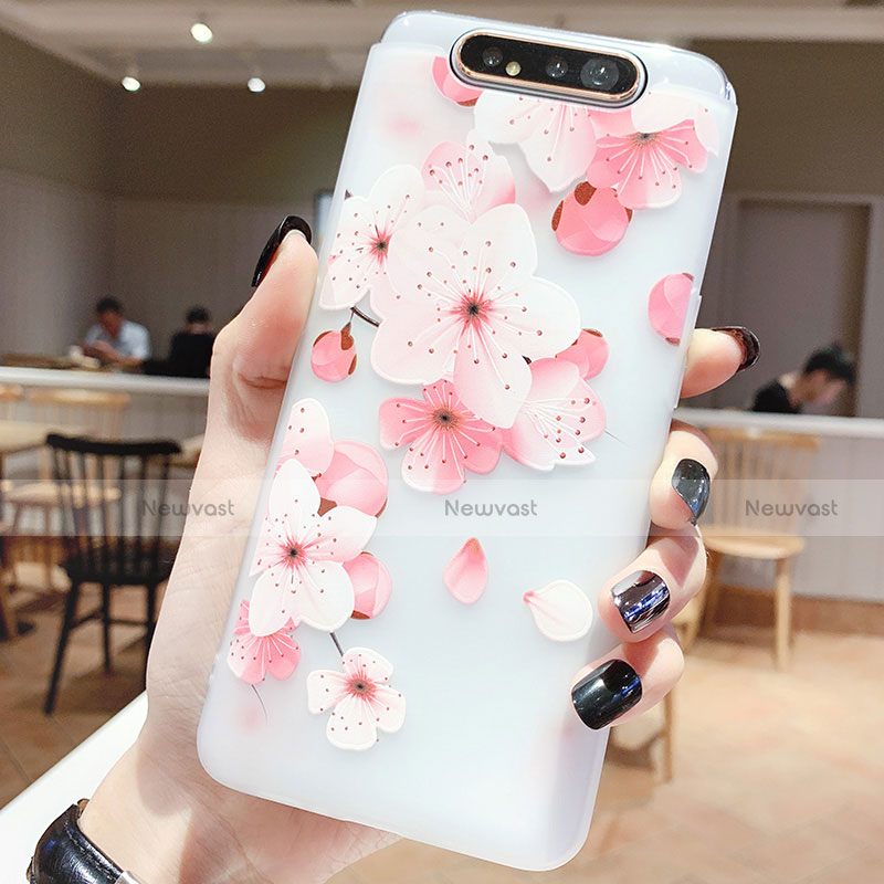 Silicone Candy Rubber Gel Flowers Soft Case Cover S04 for Samsung Galaxy A90 4G