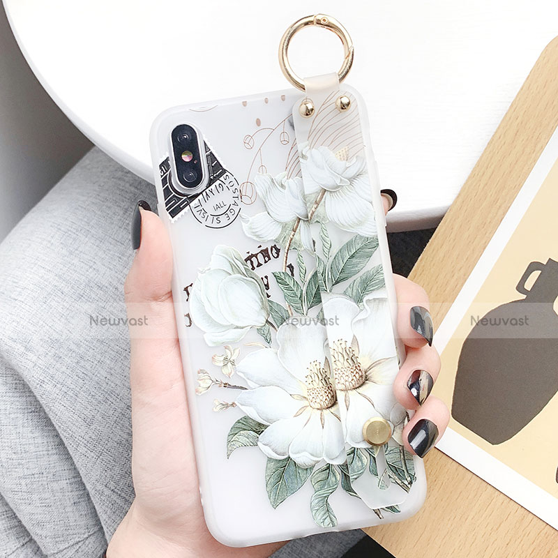 Silicone Candy Rubber Gel Flowers Soft Case Cover S05 for Apple iPhone Xs