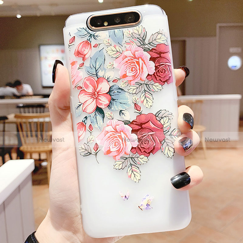 Silicone Candy Rubber Gel Flowers Soft Case Cover S05 for Samsung Galaxy A80