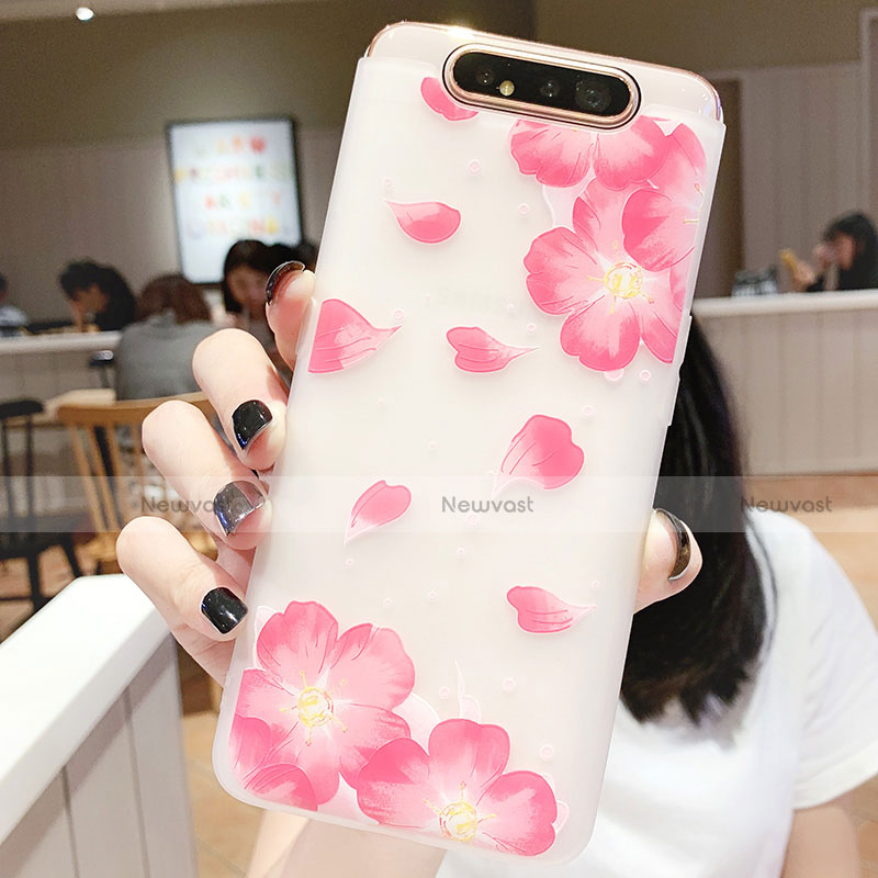 Silicone Candy Rubber Gel Flowers Soft Case Cover S05 for Samsung Galaxy A80