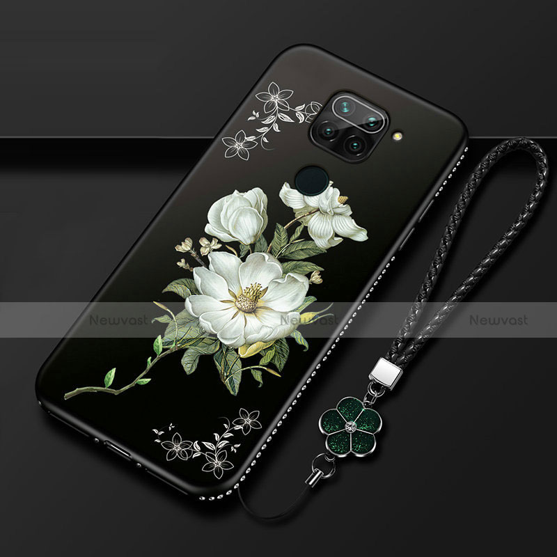 Silicone Candy Rubber Gel Flowers Soft Case Cover S05 for Xiaomi Redmi Note 9 White