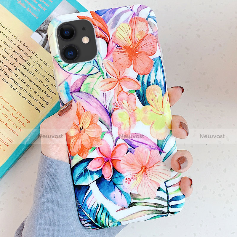 Silicone Candy Rubber Gel Flowers Soft Case Cover S06 for Apple iPhone 11 Orange