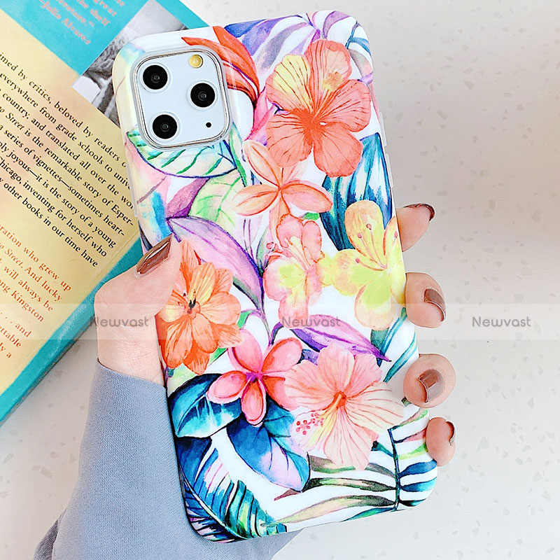 Silicone Candy Rubber Gel Flowers Soft Case Cover S06 for Apple iPhone 11 Pro Orange