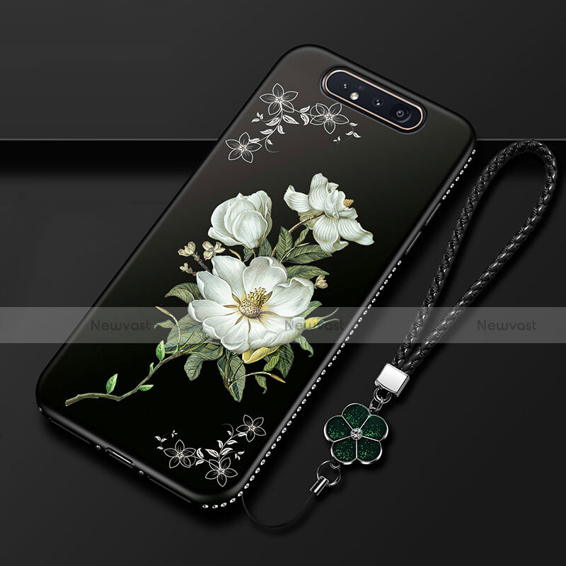 Silicone Candy Rubber Gel Flowers Soft Case Cover S06 for Samsung Galaxy A80