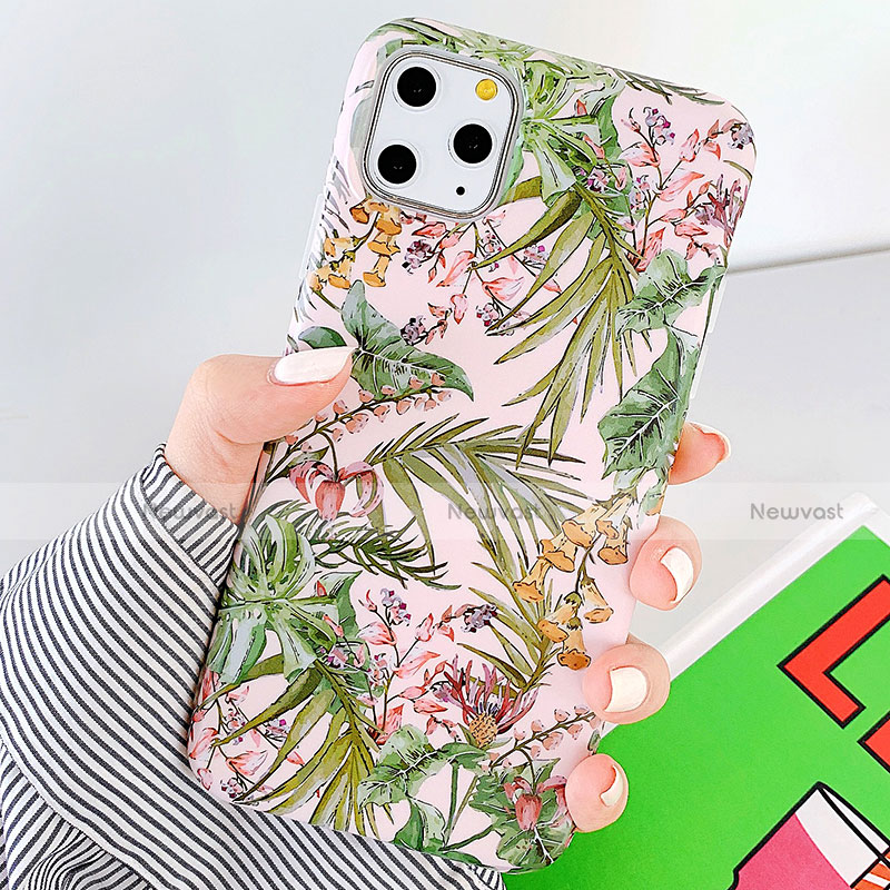 Silicone Candy Rubber Gel Flowers Soft Case Cover S09 for Apple iPhone 11 Pro Green