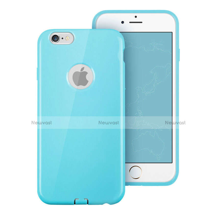 Silicone Candy Rubber Gel Soft Case With Hole for Apple iPhone 6 Sky Blue
