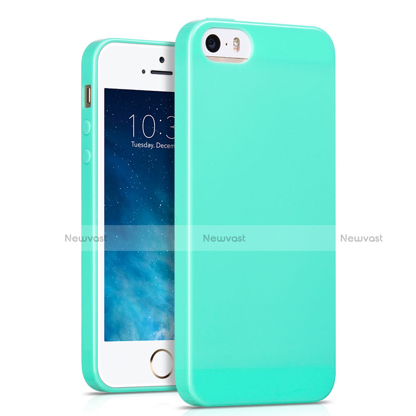 Silicone Candy Rubber Gel Soft Cover for Apple iPhone SE Cyan