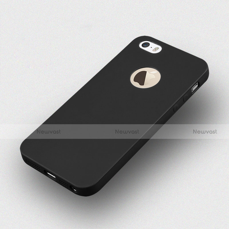 Silicone Candy Rubber Gel Soft Cover With Hole for Apple iPhone 5 Black