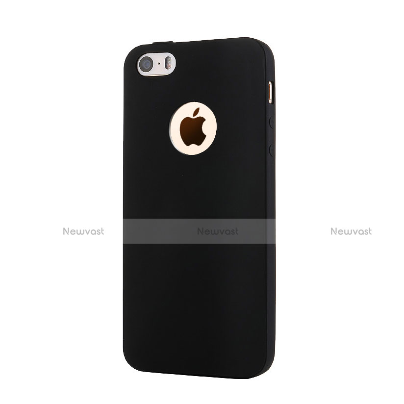 Silicone Candy Rubber Gel Soft Cover With Hole for Apple iPhone 5S Black