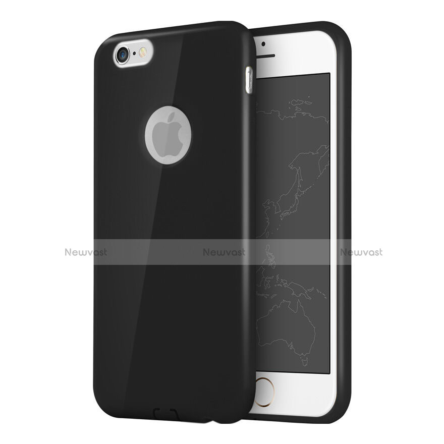 Silicone Candy Rubber Gel Soft Cover With Hole for Apple iPhone 6 Black