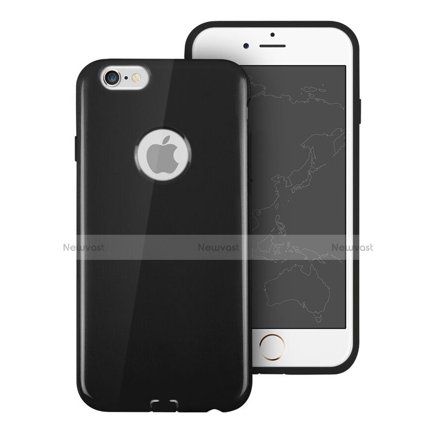 Silicone Candy Rubber Gel Soft Cover With Hole for Apple iPhone 6 Plus Black