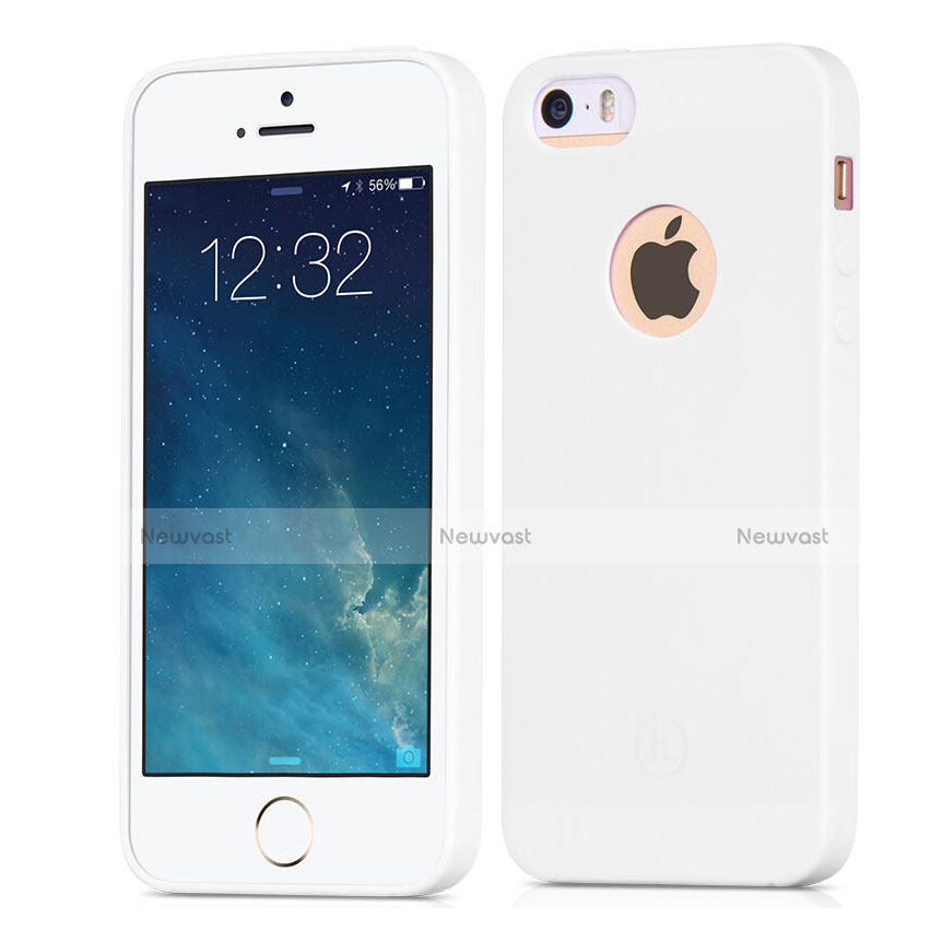 Silicone Candy Rubber Gel Soft Cover With Hole for Apple iPhone SE White