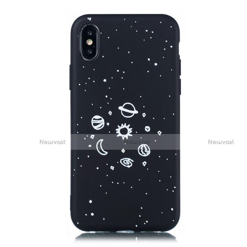 Silicone Candy Rubber Gel Starry Sky Soft Case Cover for Apple iPhone Xs Black