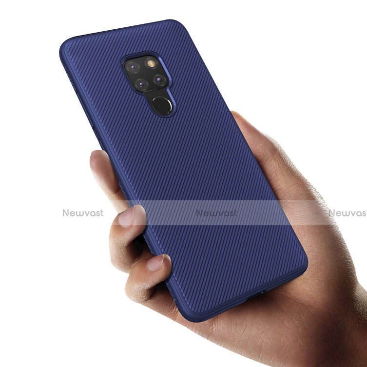 Silicone Candy Rubber Gel Twill Soft Case for Huawei Mate 20 Blue