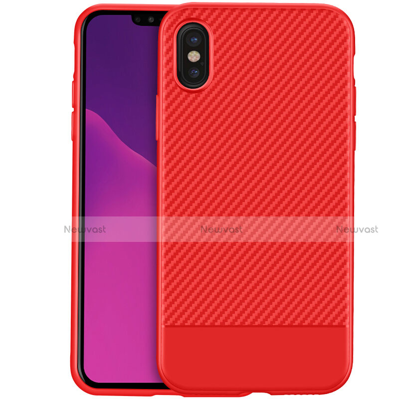 Silicone Candy Rubber Gel Twill Soft Case Z01 for Apple iPhone X Red