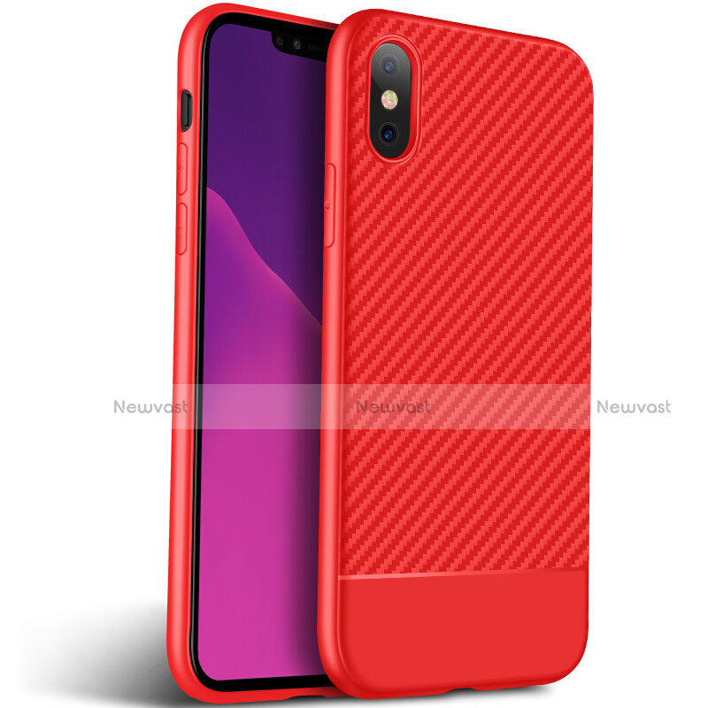 Silicone Candy Rubber Gel Twill Soft Case Z01 for Apple iPhone X Red
