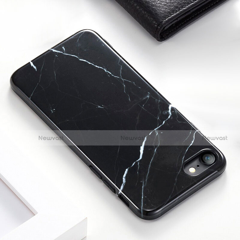 Silicone Candy Rubber Marble Pattern Soft Case for Apple iPhone 7 Black