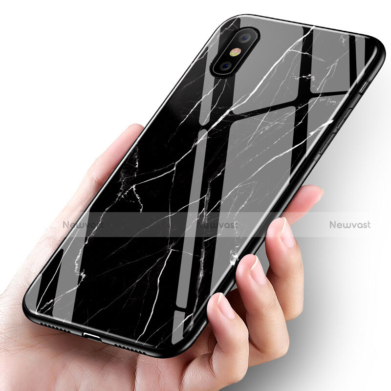 Silicone Candy Rubber Marble Pattern Soft Case for Apple iPhone X Black