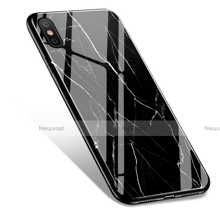 Silicone Candy Rubber Marble Pattern Soft Case for Apple iPhone Xs Max Black
