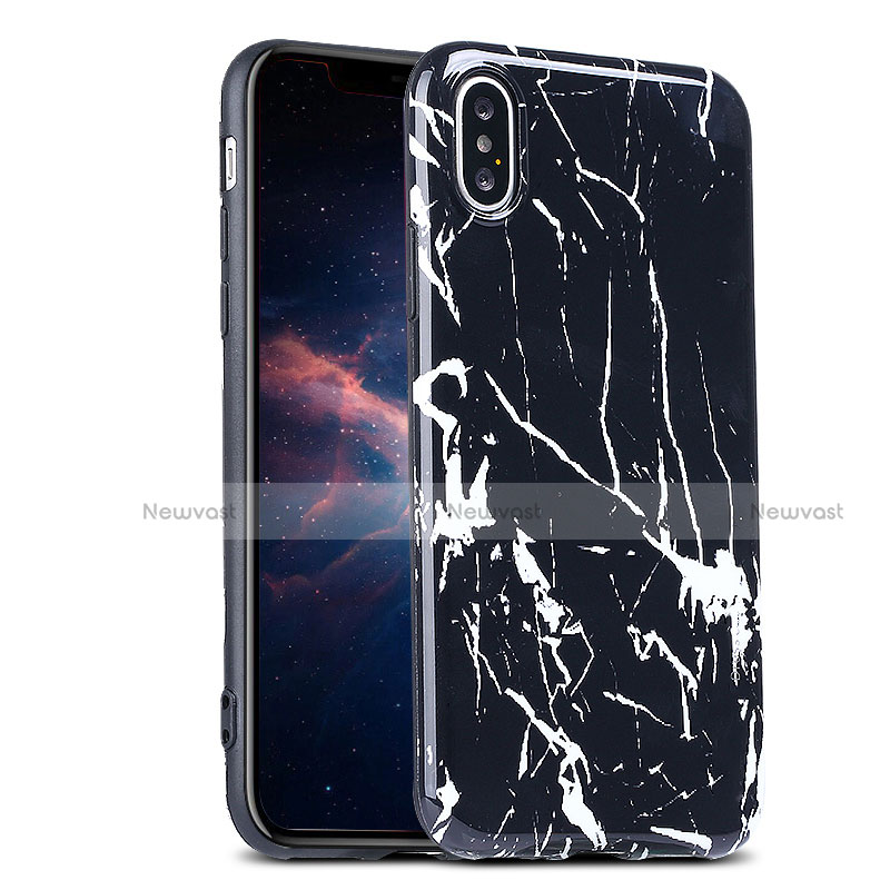 Silicone Candy Rubber Marble Pattern Soft Case P01 for Apple iPhone Xs Max Black