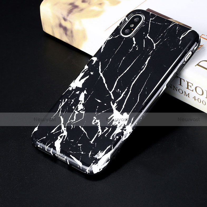 Silicone Candy Rubber Marble Pattern Soft Case P01 for Apple iPhone Xs Max Black