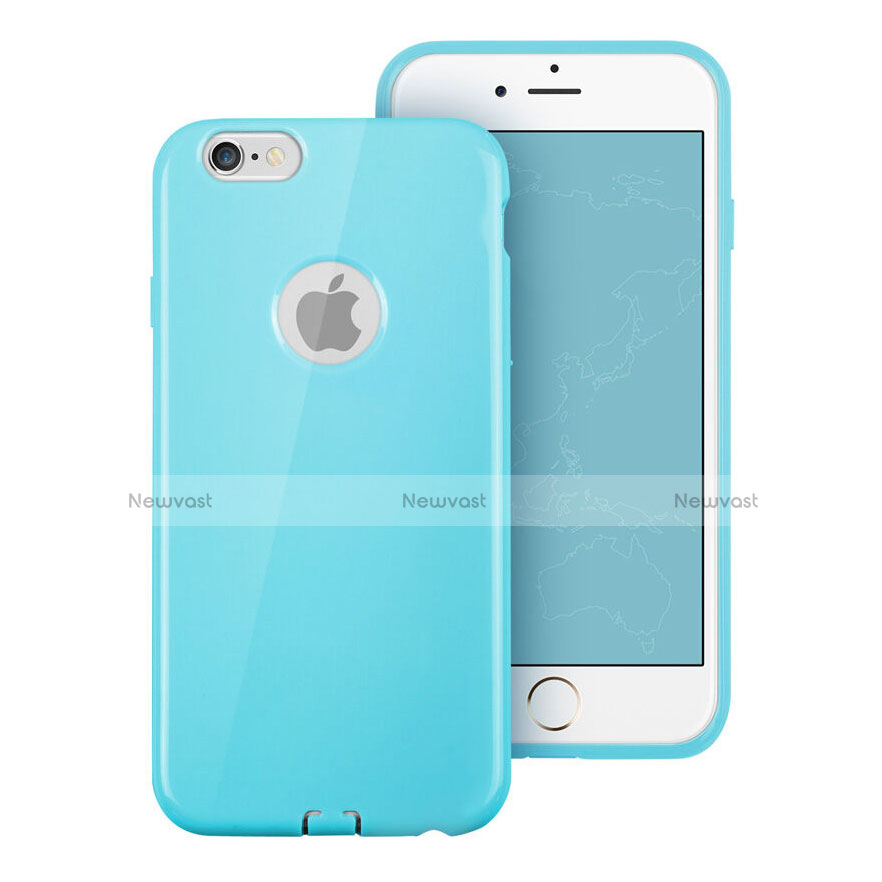 Silicone Candy Rubber Soft Case With Hole for Apple iPhone 6S Sky Blue