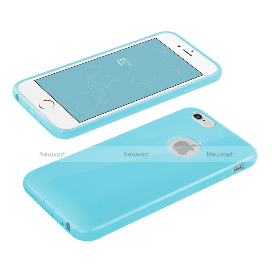 Silicone Candy Rubber Soft Case With Hole for Apple iPhone 6S Sky Blue