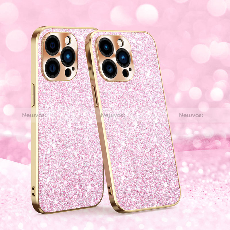 Silicone Candy Rubber TPU Bling-Bling Soft Case Cover AC1 for Apple iPhone 13 Pro Max Rose Gold