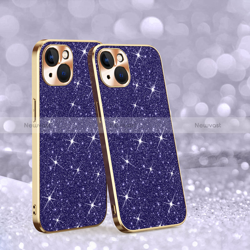 Silicone Candy Rubber TPU Bling-Bling Soft Case Cover AC1 for Apple iPhone 14 Purple