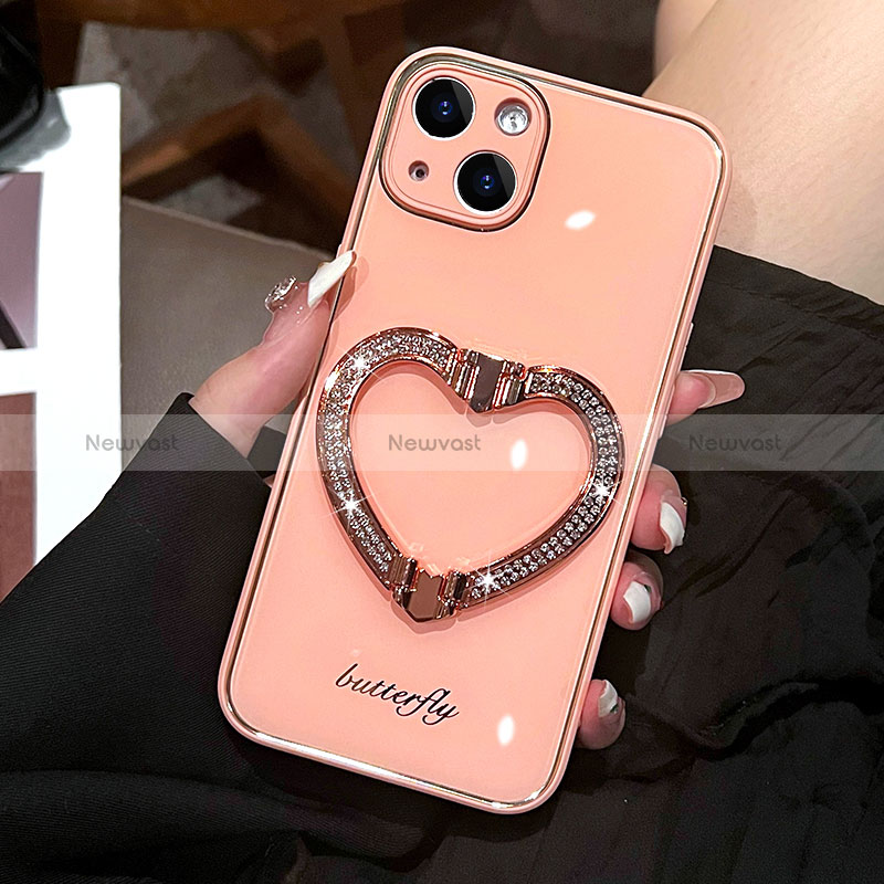 Silicone Candy Rubber TPU Bling-Bling Soft Case Cover JL1 for Apple iPhone 13 Rose Gold