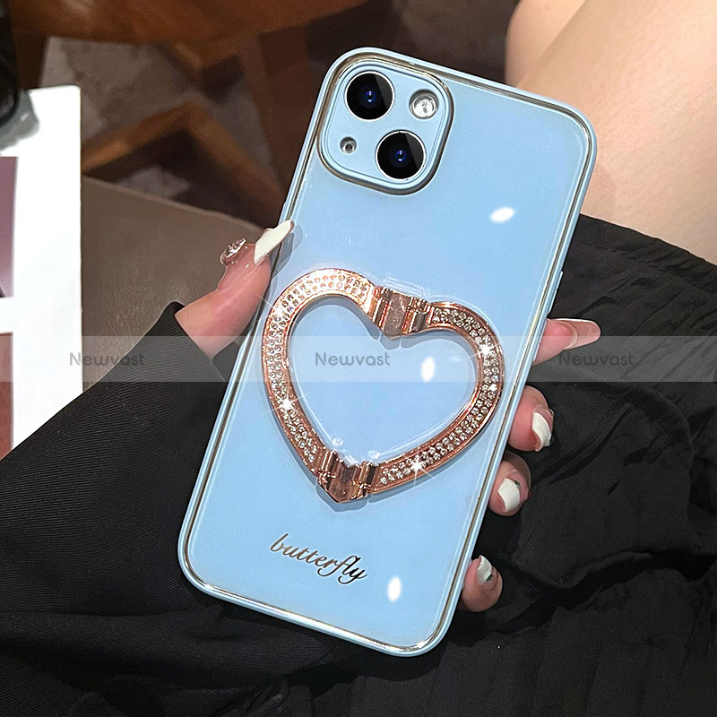Silicone Candy Rubber TPU Bling-Bling Soft Case Cover JL1 for Apple iPhone 14 Plus Blue