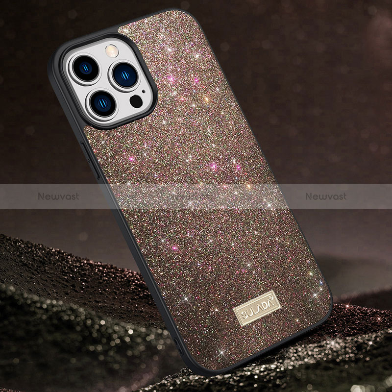 Silicone Candy Rubber TPU Bling-Bling Soft Case Cover LD1 for Apple iPhone 14 Pro Max Brown