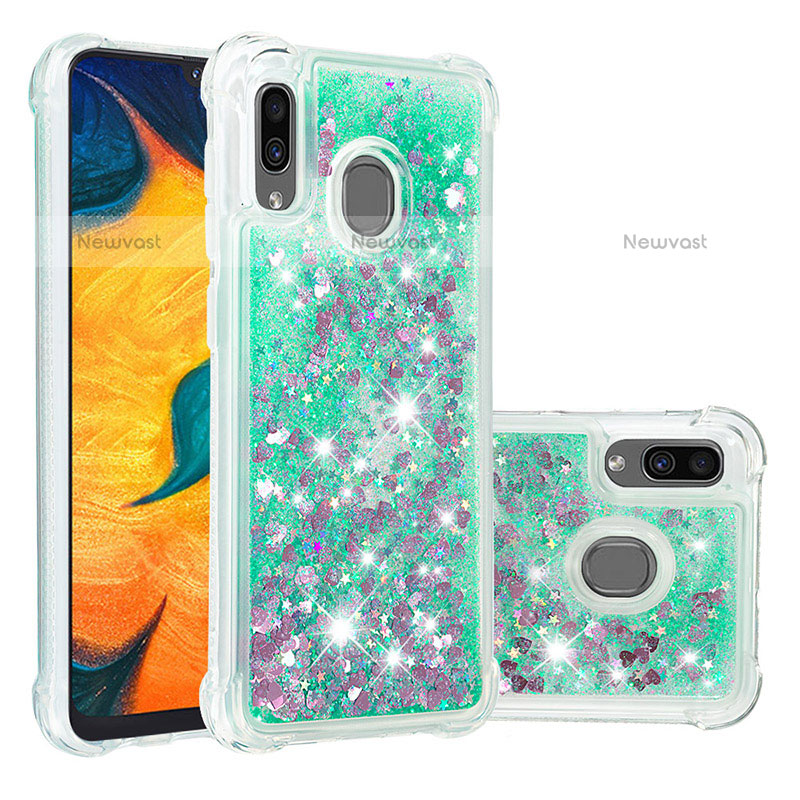 Silicone Candy Rubber TPU Bling-Bling Soft Case Cover S01 for Samsung Galaxy A20 Green