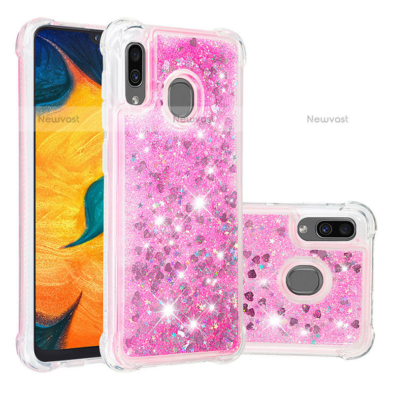 Silicone Candy Rubber TPU Bling-Bling Soft Case Cover S01 for Samsung Galaxy A20 Hot Pink