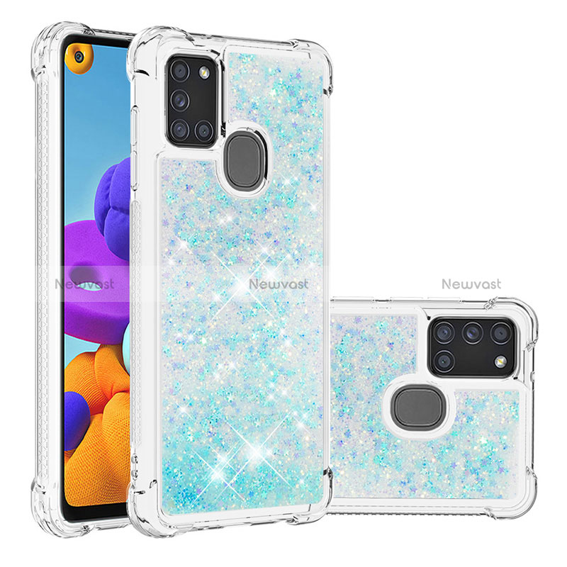 Silicone Candy Rubber TPU Bling-Bling Soft Case Cover S01 for Samsung Galaxy A21s Sky Blue