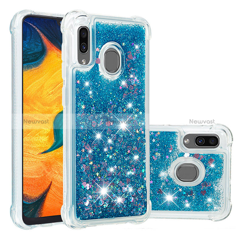 Silicone Candy Rubber TPU Bling-Bling Soft Case Cover S01 for Samsung Galaxy A30 Blue