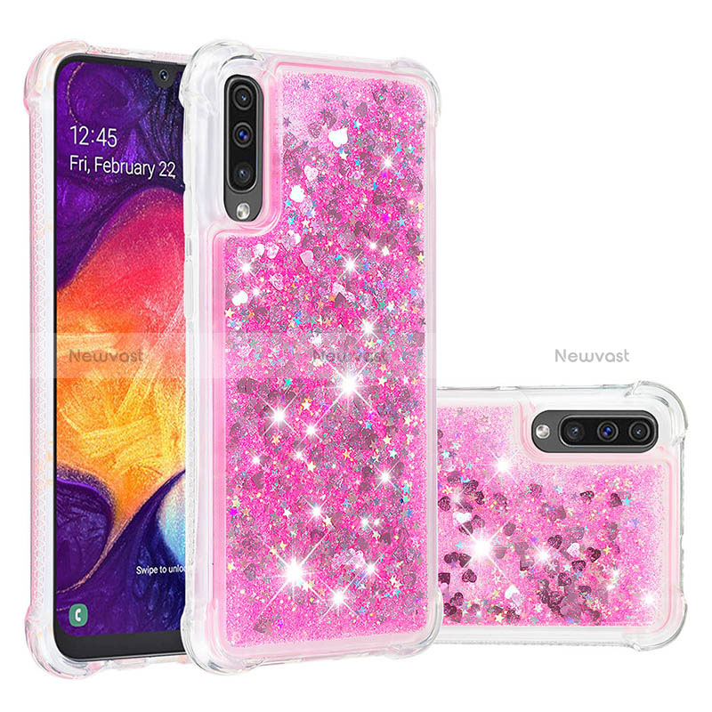 Silicone Candy Rubber TPU Bling-Bling Soft Case Cover S01 for Samsung Galaxy A50S Hot Pink