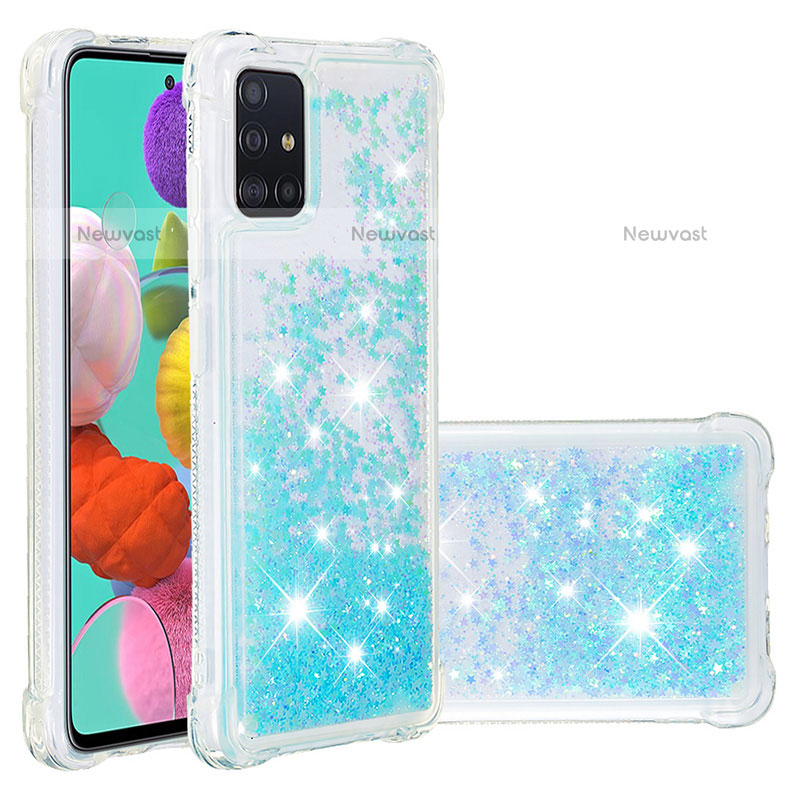 Silicone Candy Rubber TPU Bling-Bling Soft Case Cover S01 for Samsung Galaxy A51 4G Sky Blue